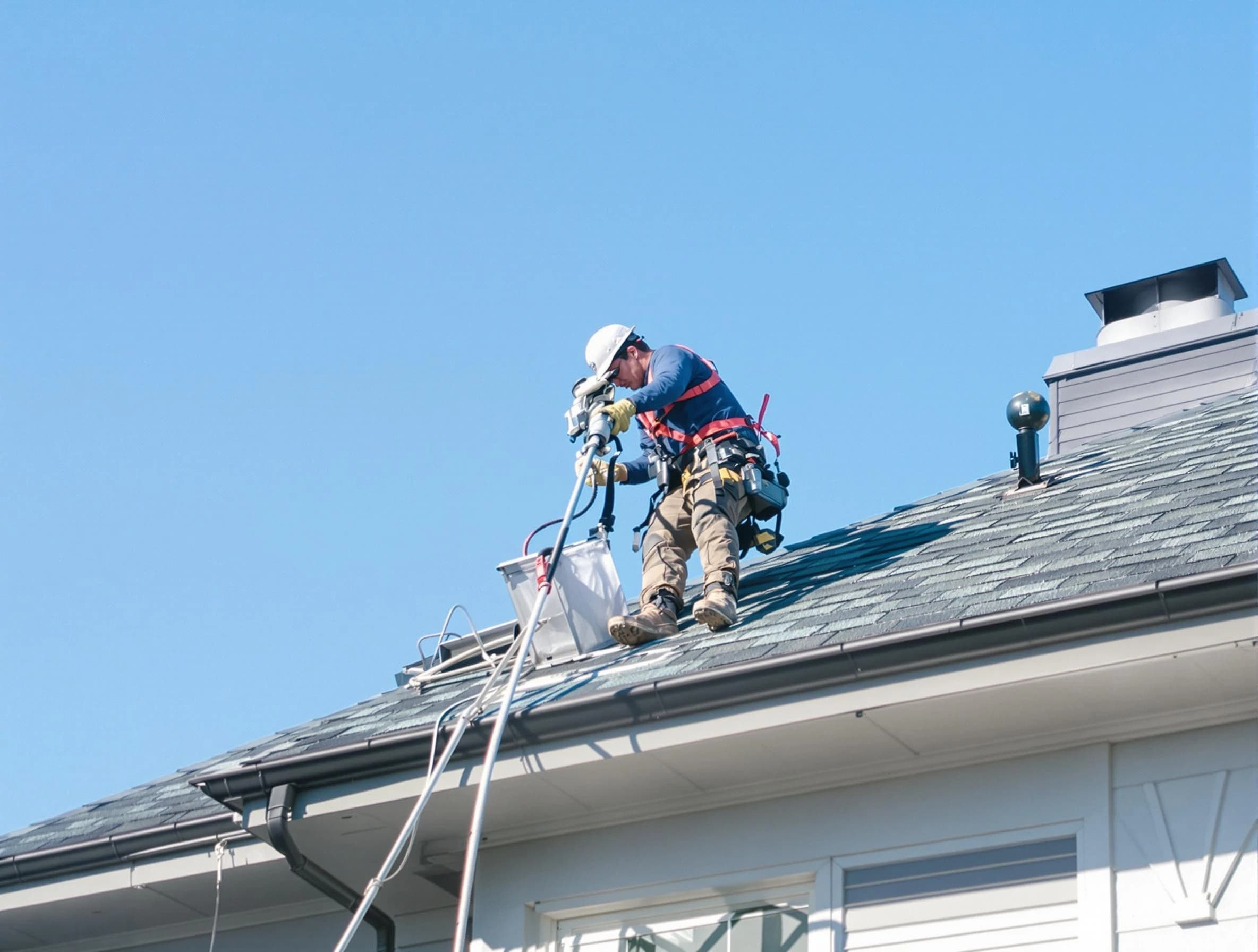 Dakota Ridge Dryer Vent Cleaning certified technician cleaning a roof-mounted dryer vent system in Dakota Ridge
